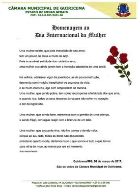 Homenagem ao Dia Internacional da Mulher